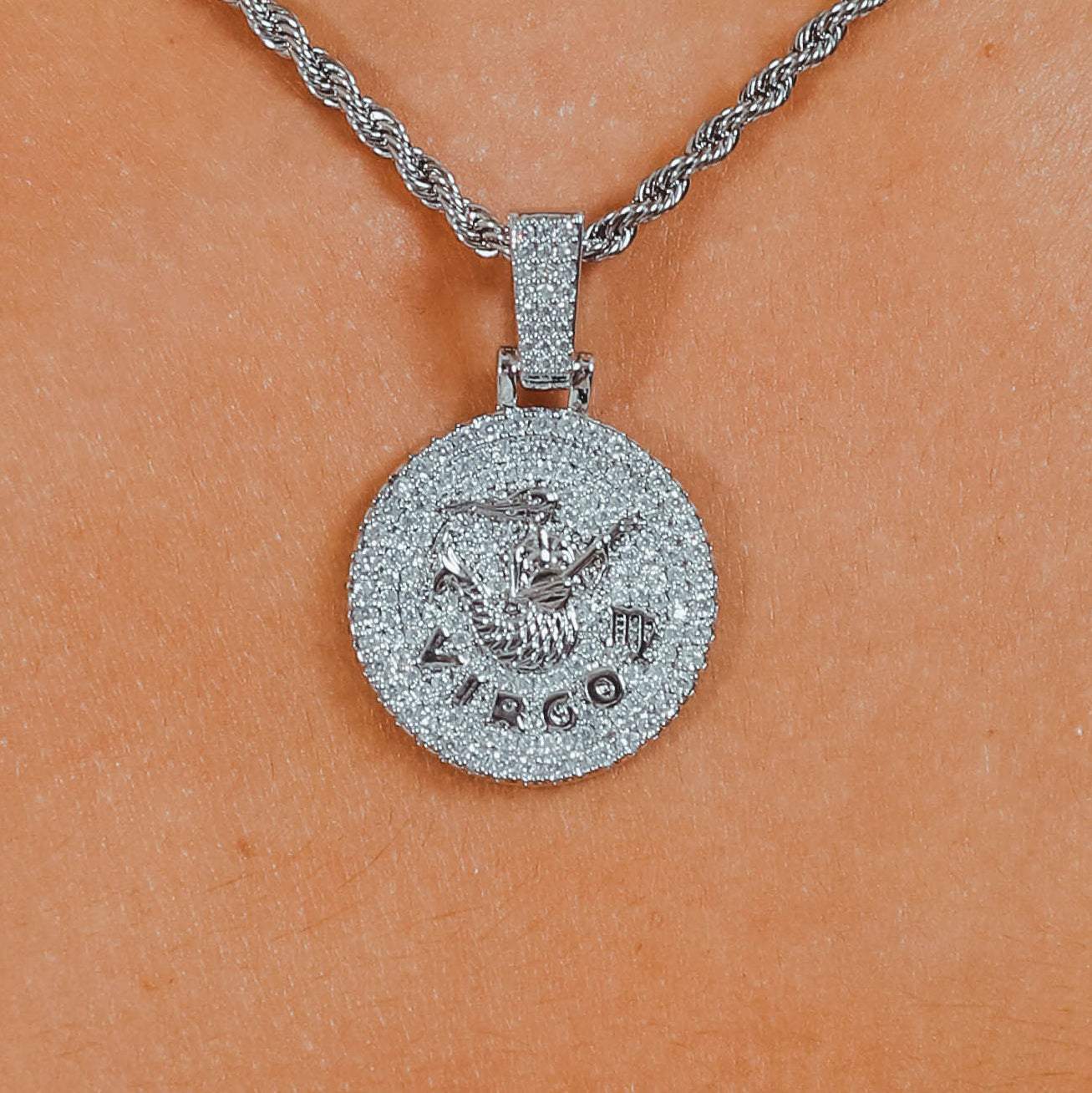 Virgo Zodiac Pendant - White Gold - Cernucci